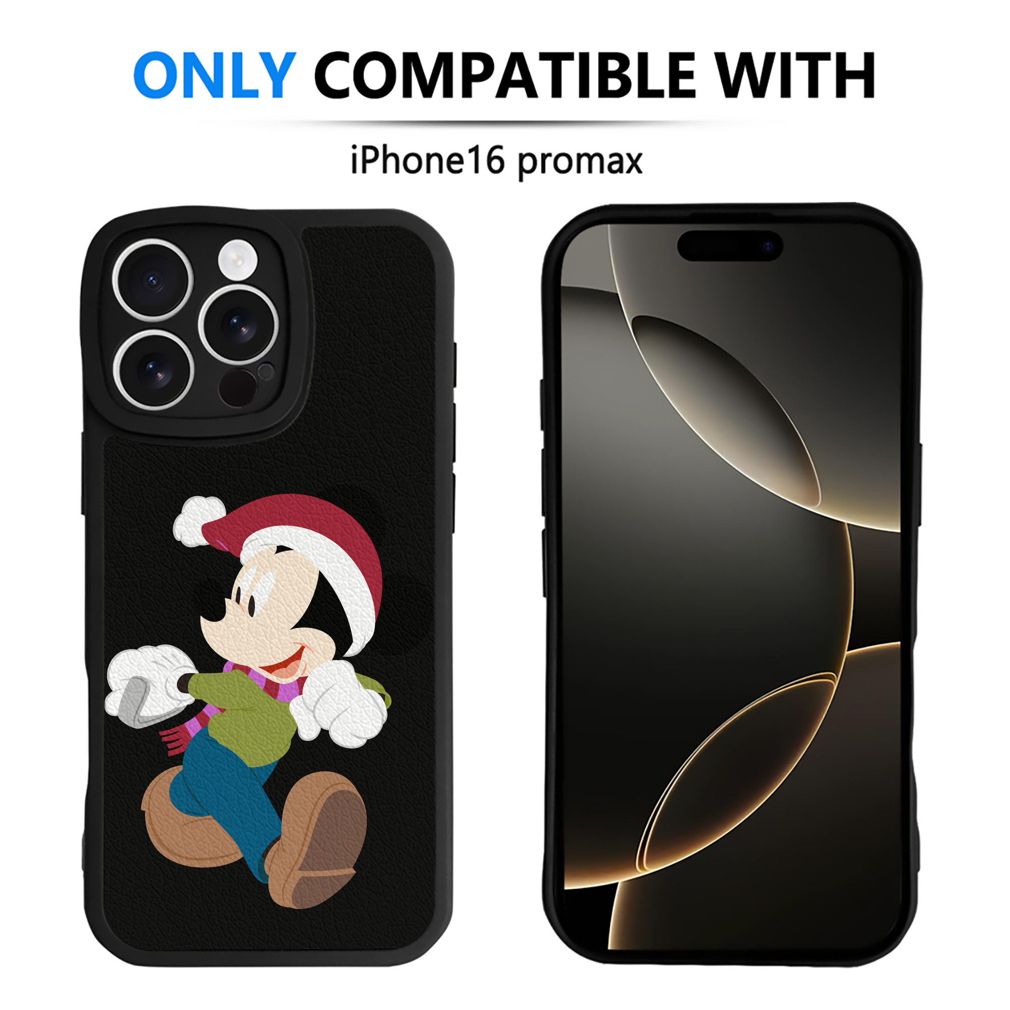 （画像用） ミッキーマウス Mickey Mouse 【iPhone 16シリーズ対応】シリコンスマホケース（レザー調） 材質：シリコン